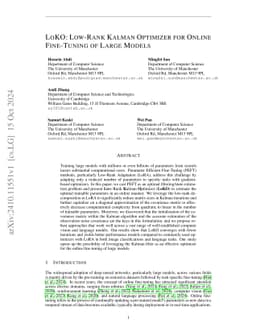 LoKO: Low-Rank Kalman Optimizer for Online Fine-Tuning of Large Models