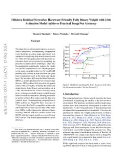 Efficiera Residual Networks: Hardware-Friendly Fully Binary Weight with
  2-bit Activation Model Achieves Practical ImageNet Accuracy