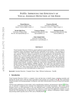 PaSTe: Improving the Efficiency of Visual Anomaly Detection at the Edge