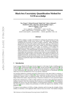 Black-box Uncertainty Quantification Method for LLM-as-a-Judge