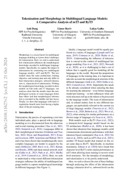 Tokenization and Morphology in Multilingual Language Models: A
  Comparative Analysis of mT5 and ByT5