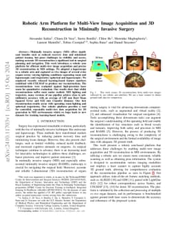 Robotic Arm Platform for Multi-View Image Acquisition and 3D
  Reconstruction in Minimally Invasive Surgery
