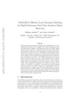 YOLO-ELA: Efficient Local Attention Modeling for High-Performance
  Real-Time Insulator Defect Detection