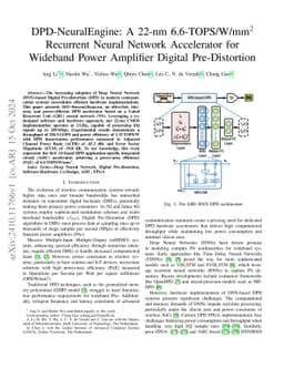 DPD-NeuralEngine: A 22-nm 6.6-TOPS/W/mm$^2$ Recurrent Neural Network Accelerator for Wideband Power Amplifier Digital Pre-Distortion