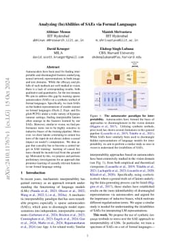 Analyzing (In)Abilities of SAEs via Formal Languages