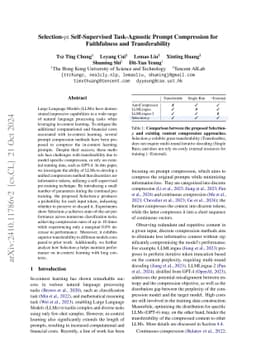 Selection-p: Self-Supervised Task-Agnostic Prompt Compression for
  Faithfulness and Transferability