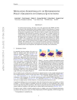 Mitigating Suboptimality of Deterministic Policy Gradients in Complex
  Q-functions