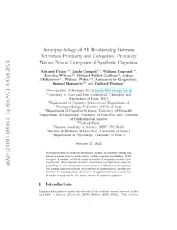 Neuropsychology of AI: Relationship Between Activation Proximity and
  Categorical Proximity Within Neural Categories of Synthetic Cognition
