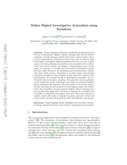 Online Digital Investigative Journalism using SociaLens