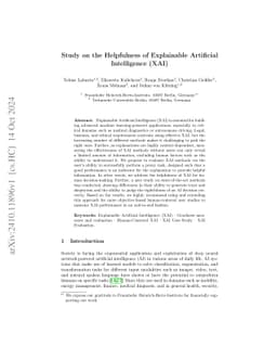 Study on the Helpfulness of Explainable Artificial Intelligence