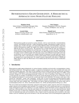 Heterogeneous Graph Generation: A Hierarchical Approach using Node
  Feature Pooling