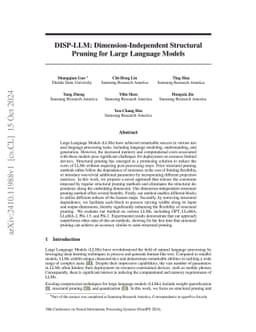 DISP-LLM: Dimension-Independent Structural Pruning for Large Language
  Models