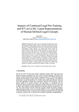 Impacts of Continued Legal Pre-Training and IFT on LLMs' Latent
  Representations of Human-Defined Legal Concepts