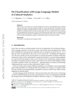 On Classification with Large Language Models in Cultural Analytics