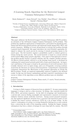A Learning Search Algorithm for the Restricted Longest Common
  Subsequence Problem