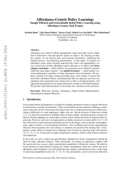 Affordance-Centric Policy Learning: Sample Efficient and Generalisable
  Robot Policy Learning using Affordance-Centric Task Frames