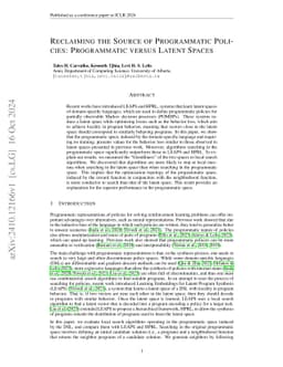 Reclaiming the Source of Programmatic Policies: Programmatic versus
  Latent Spaces