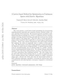 A Lattice-based Method for Optimization in Continuous Spaces with
  Genetic Algorithms
