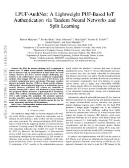 LPUF-AuthNet: A Lightweight PUF-Based IoT Authentication via Tandem
  Neural Networks and Split Learning