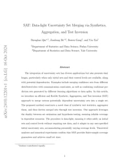 SAT: Data-light Uncertainty Set Merging via Synthetics, Aggregation, and
  Test Inversion