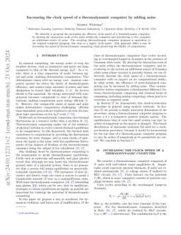 Increasing the clock speed of a thermodynamic computer by adding noise