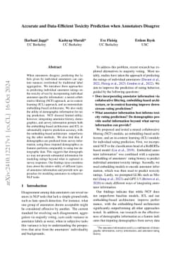 Accurate and Data-Efficient Toxicity Prediction when Annotators Disagree