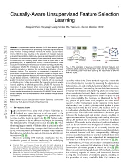 Causally-Aware Unsupervised Feature Selection Learning