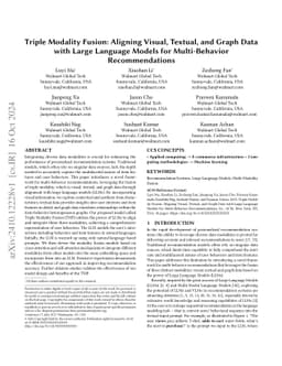 Triple Modality Fusion: Aligning Visual, Textual, and Graph Data with Large Language Models for Multi-Behavior Recommendations