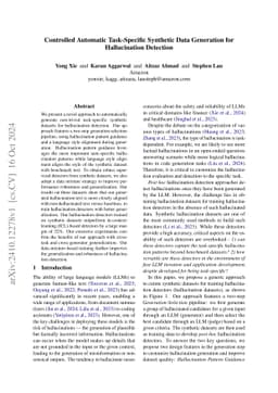 Controlled Automatic Task-Specific Synthetic Data Generation for
  Hallucination Detection