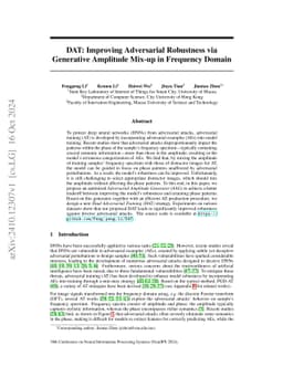 DAT: Improving Adversarial Robustness via Generative Amplitude Mix-up in
  Frequency Domain