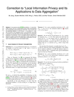Correction to Local Information Privacy and Its Applications to Data
  Aggregation