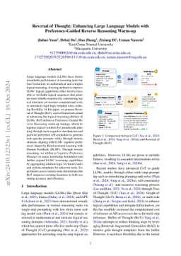 Reversal of Thought: Enhancing Large Language Models with Preference-Guided Reverse Reasoning Warm-up