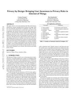 Privacy by Design: Bringing User Awareness to Privacy Risks in Internet
  of Things