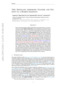 TAS: Distilling Arbitrary Teacher and Student via a Hybrid Assistant