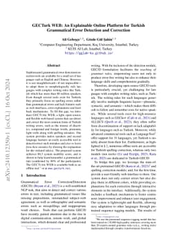 GECTurk WEB: An Explainable Online Platform for Turkish Grammatical
  Error Detection and Correction