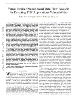 Yama: Precise Opcode-based Data Flow Analysis for Detecting PHP
  Applications Vulnerabilities