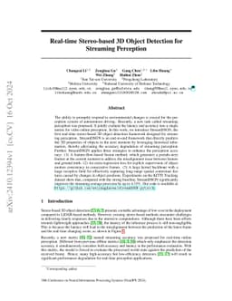 Real-time Stereo-based 3D Object Detection for Streaming Perception