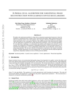 A Primal-dual algorithm for image reconstruction with ICNNs