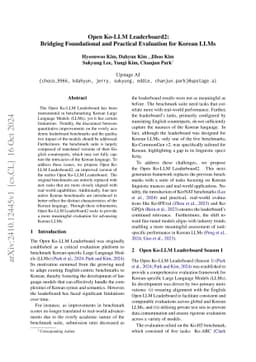 Open Ko-LLM Leaderboard2: Bridging Foundational and Practical Evaluation for Korean LLMs