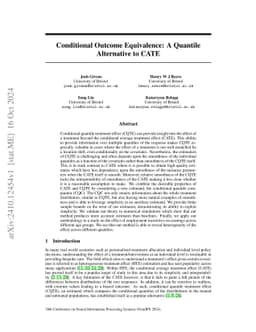 Conditional Outcome Equivalence: A Quantile Alternative to CATE