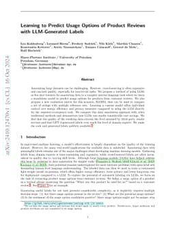 Learning to Predict Usage Options of Product Reviews with LLM-Generated
  Labels