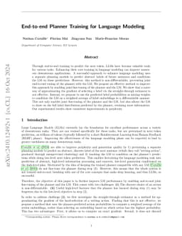 End-to-end Planner Training for Language Modeling