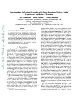 Benchmarking Defeasible Reasoning with Large Language Models -- Initial
  Experiments and Future Directions