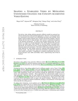 Shaping a Stabilized Video by Mitigating Unintended Changes for
  Concept-Augmented Video Editing
