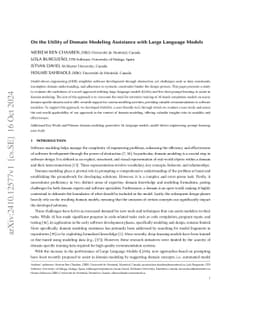 On the Utility of Domain Modeling Assistance with Large Language Models