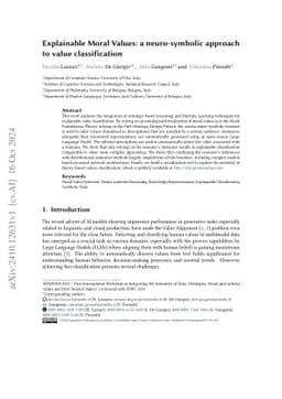 Explainable Moral Values: a neuro-symbolic approach to value
  classification
