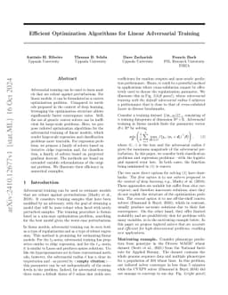 Efficient Optimization Algorithms for Linear Adversarial Training