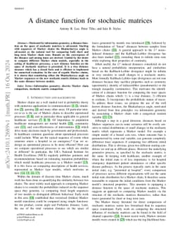 A distance function for stochastic matrices