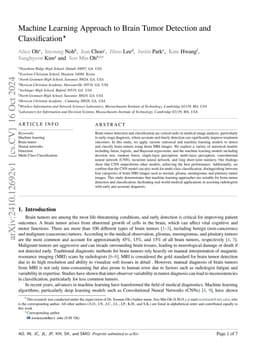 Machine learning approach to brain tumor detection and classification