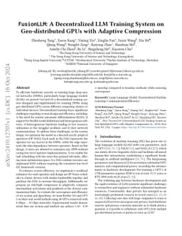 FusionLLM: A Decentralized LLM Training System on Geo-distributed GPUs
  with Adaptive Compression